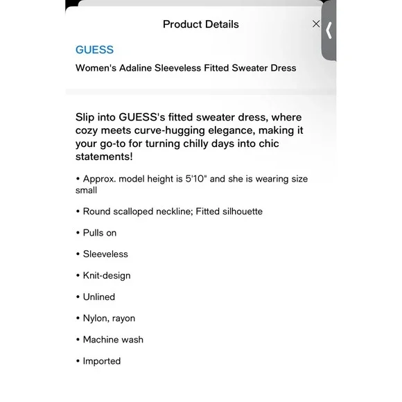 Guess Bodycon Sweater Dress Women's Medium Adaline Sleeveless Fitted Knit Blue - Picture 7 of 10